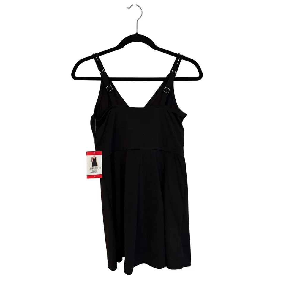 Lands End Womens Black Wrap Front Swim Dress One Piece Swimsuit XS 2-4 NWT